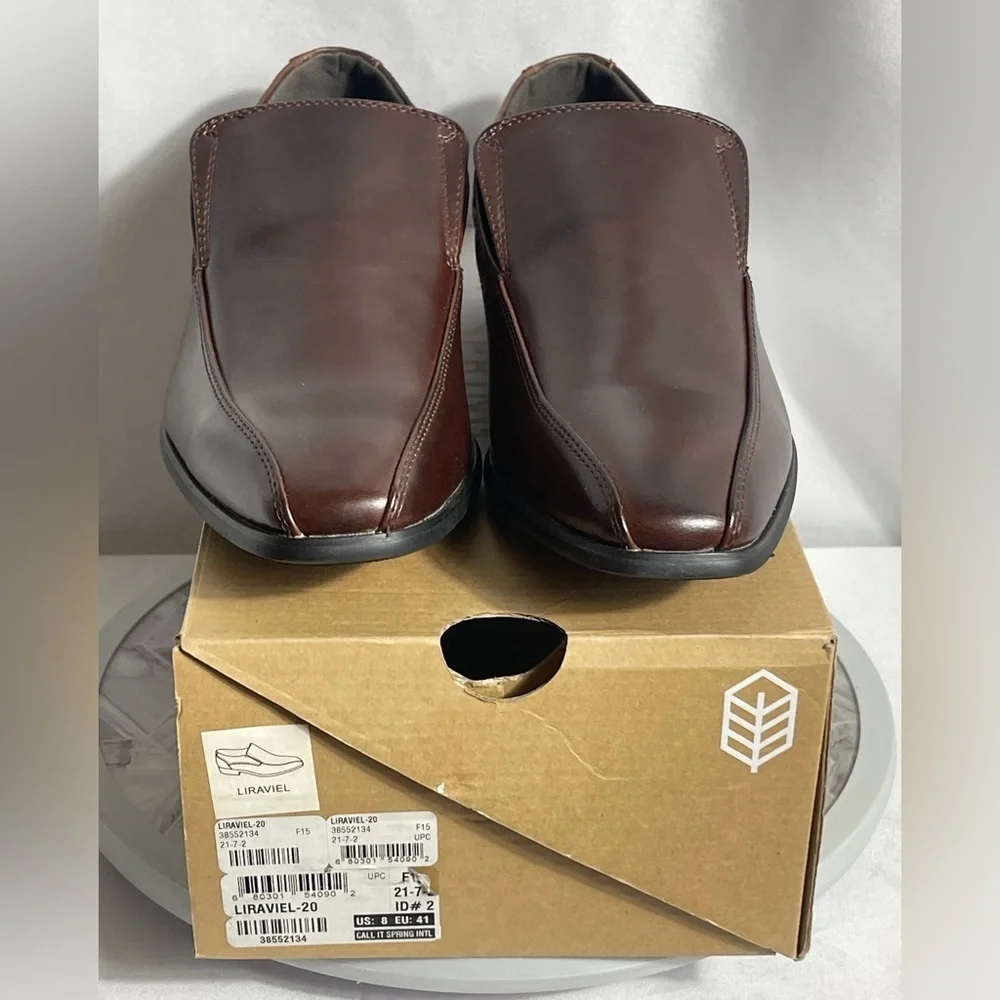 Call It Spring Liraviel Brown Slip-On Dress Shoes Men’s Size 8 Leather Look